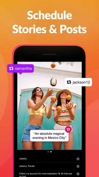 Capturas de tela do Repost+ for Instagram .