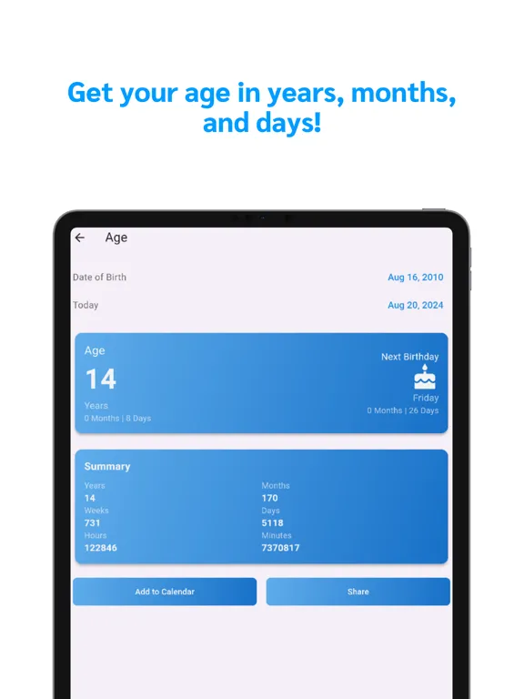 Age & Date Calculator Pro iPad  Ekran Görüntüleri