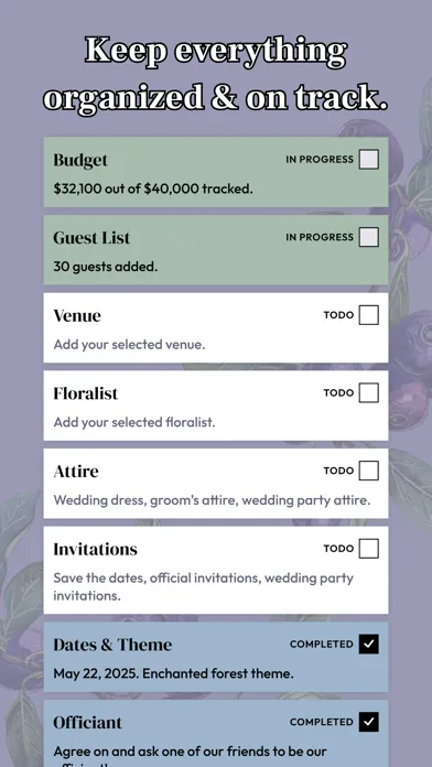 ภาพหน้าจอของ Inkberry Wedding Planner