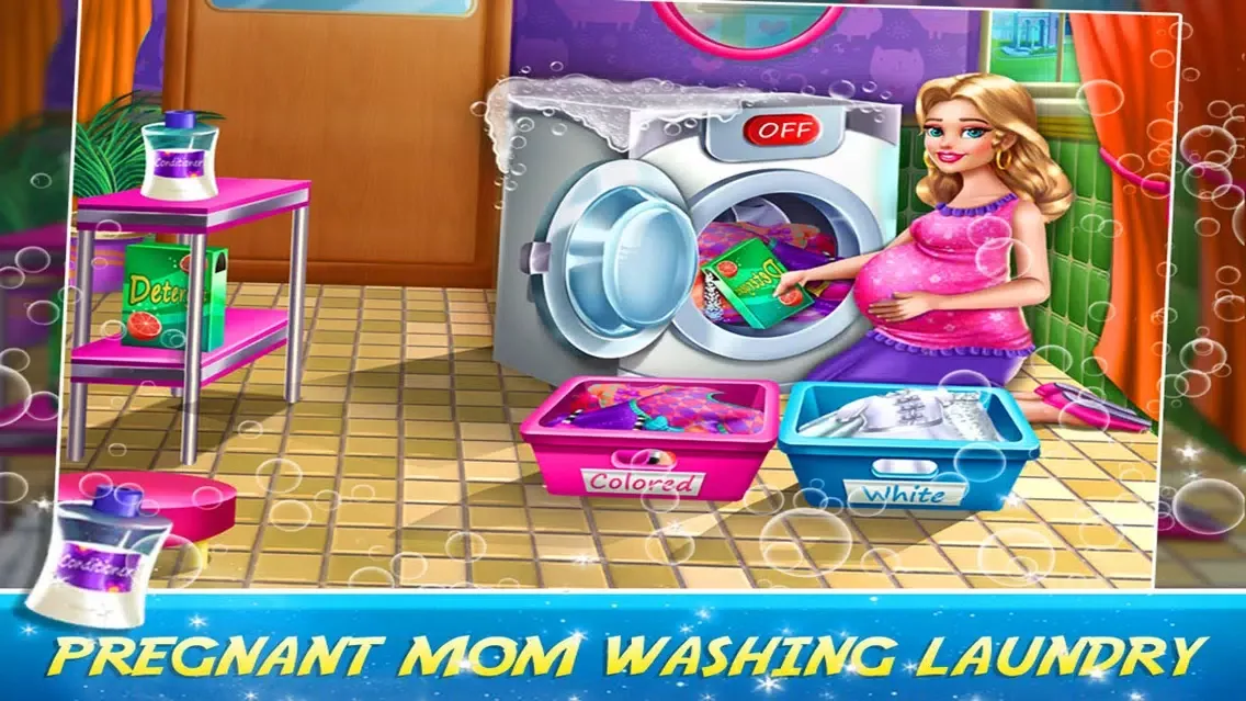 Pregnant Mom Washing Laundry Ekran Görüntüleri