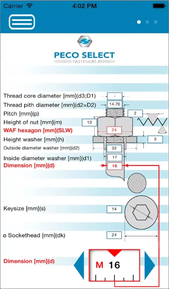 Capturas de tela do PECO - Torque values / bolt dimensions