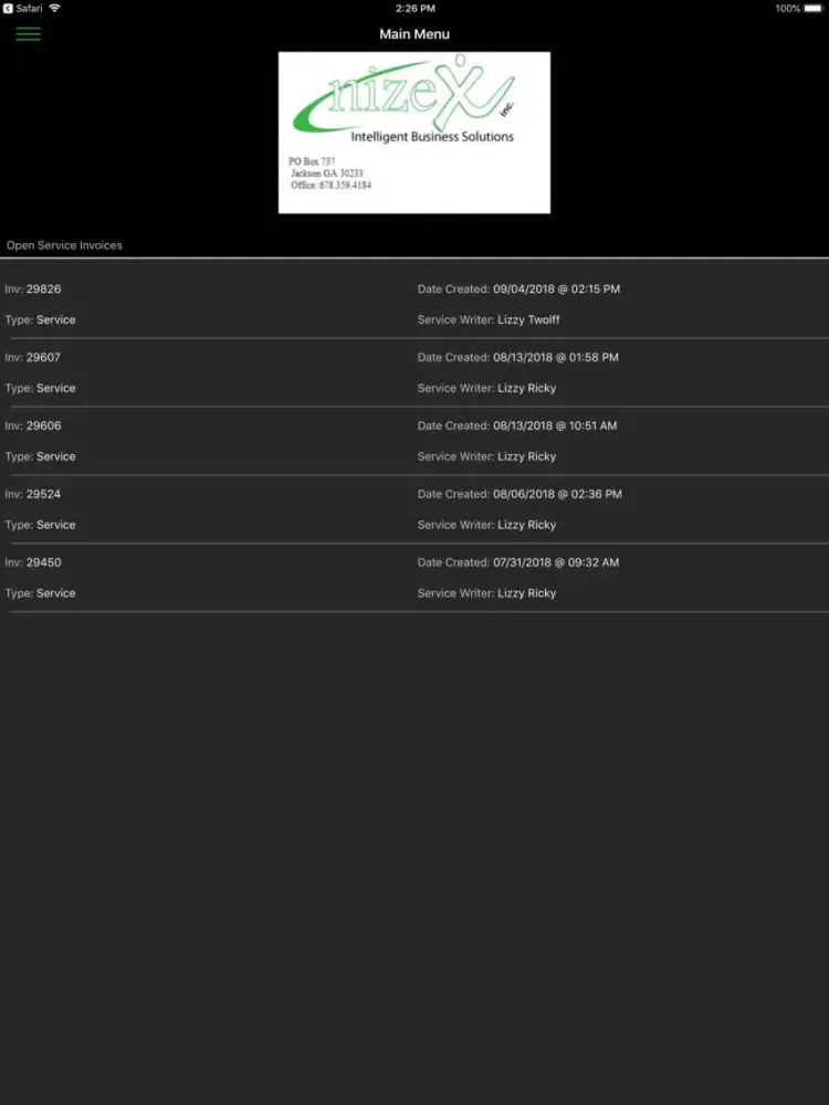 TrackMyService iPad  Screenshots
