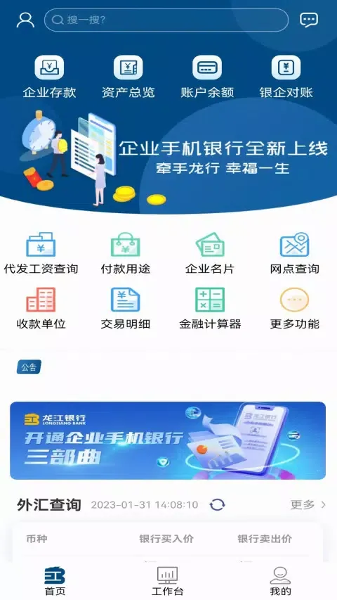 Capturas de tela do 龙江银行企业手机银行
