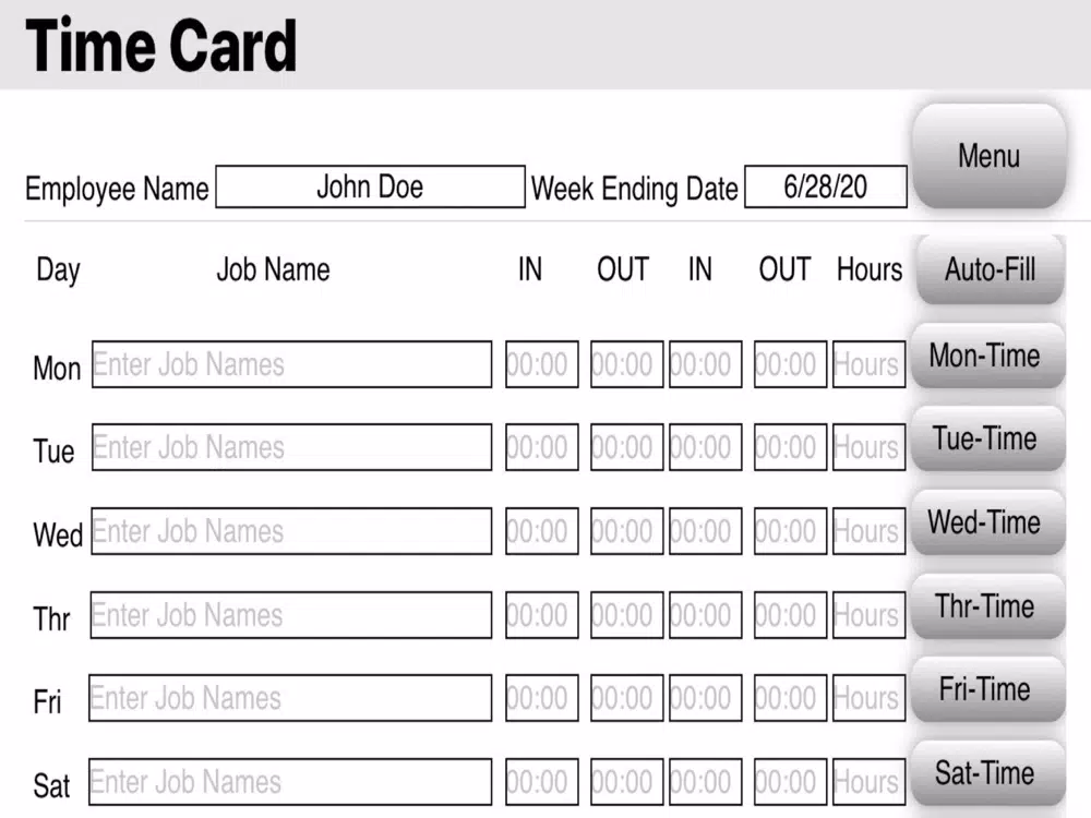 Tangkapan layar Weekly Time Card Pro iPad 