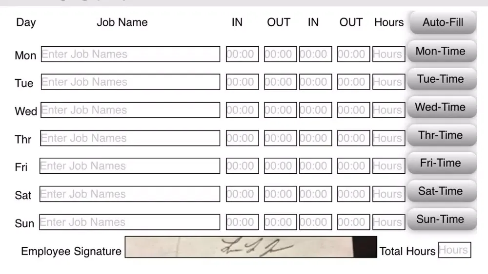 ภาพหน้าจอของ Weekly Time Card Pro