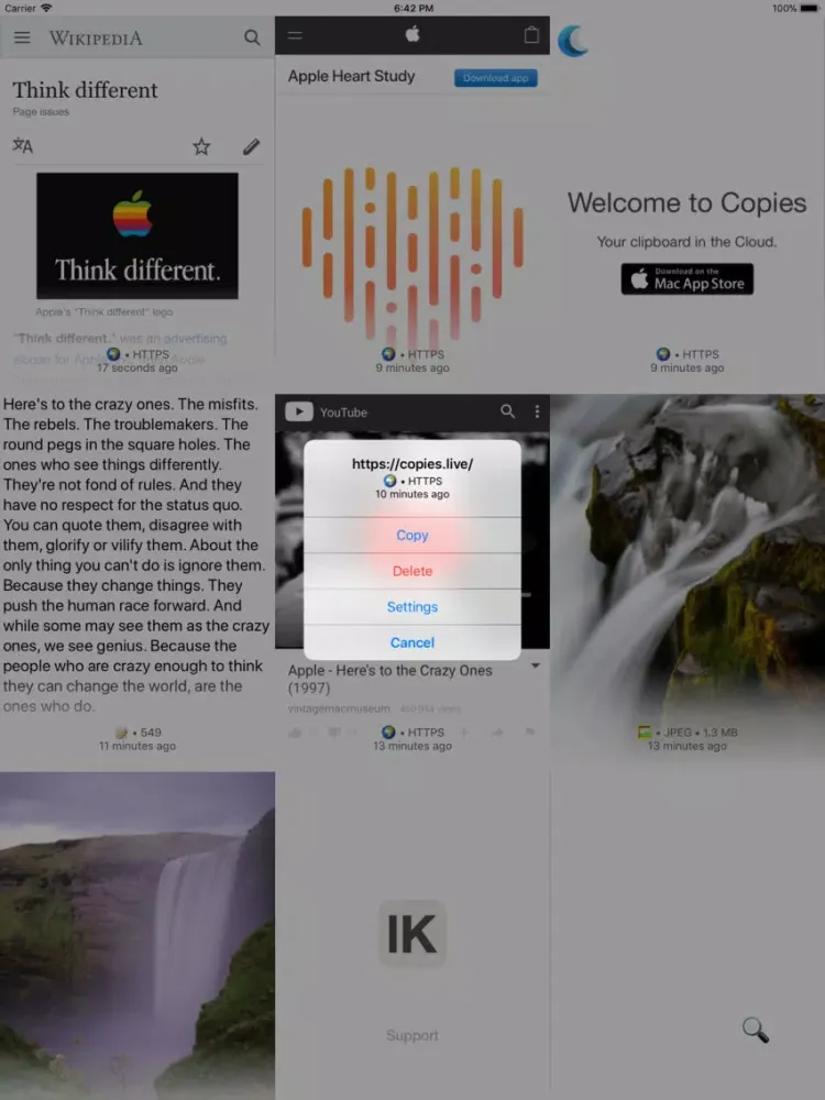 Tangkapan layar Copies 2 iPad 
