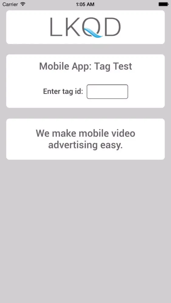 LKQD Tag Testing App Screenshots