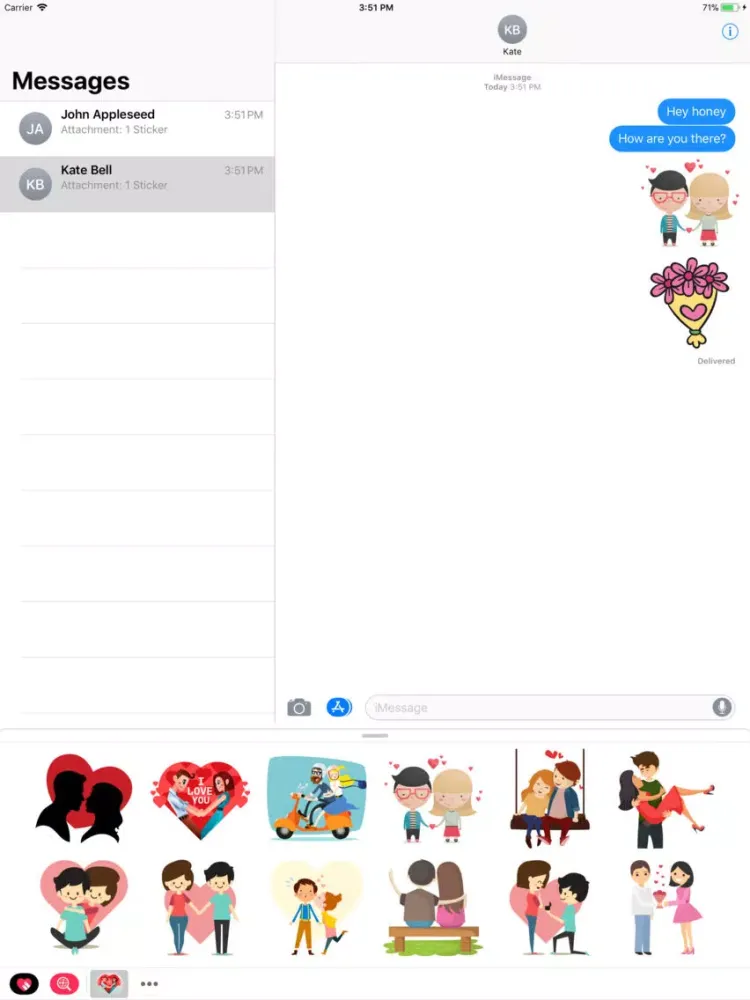 Between Romantic Stickers iPad 應用截圖