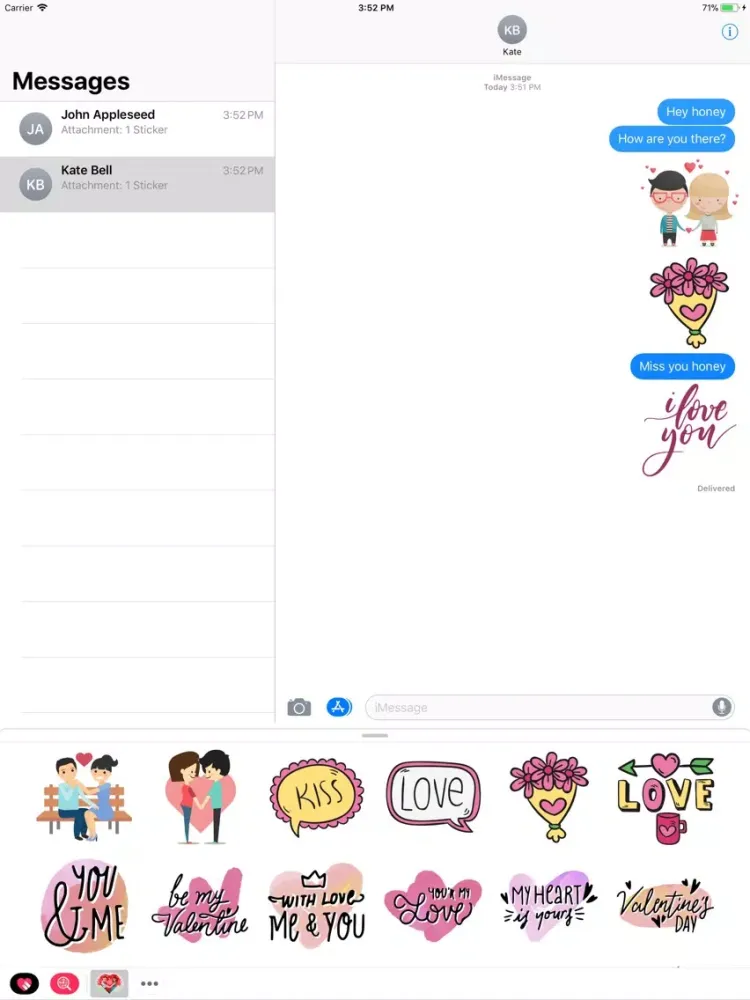 Between Romantic Stickers iPad 應用截圖