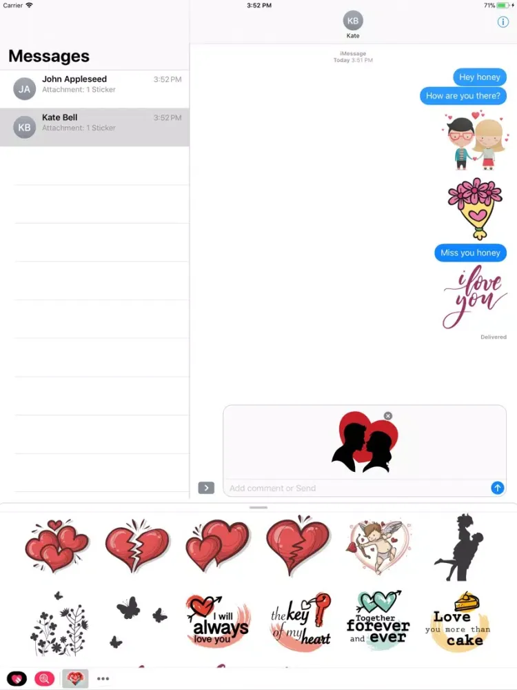 Between Romantic Stickers iPad 應用截圖