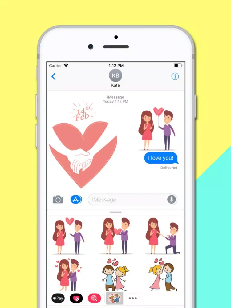 تصاویر Couple Fall in Love Stickers iPad 