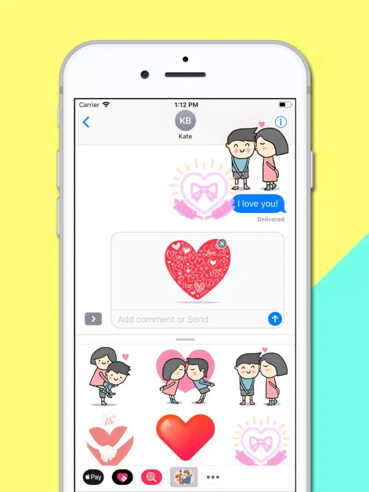 تصاویر Couple Fall in Love Stickers iPad 