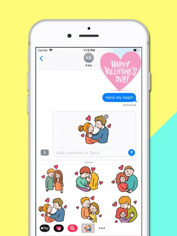 تصاویر Couple Fall in Love Stickers iPad 