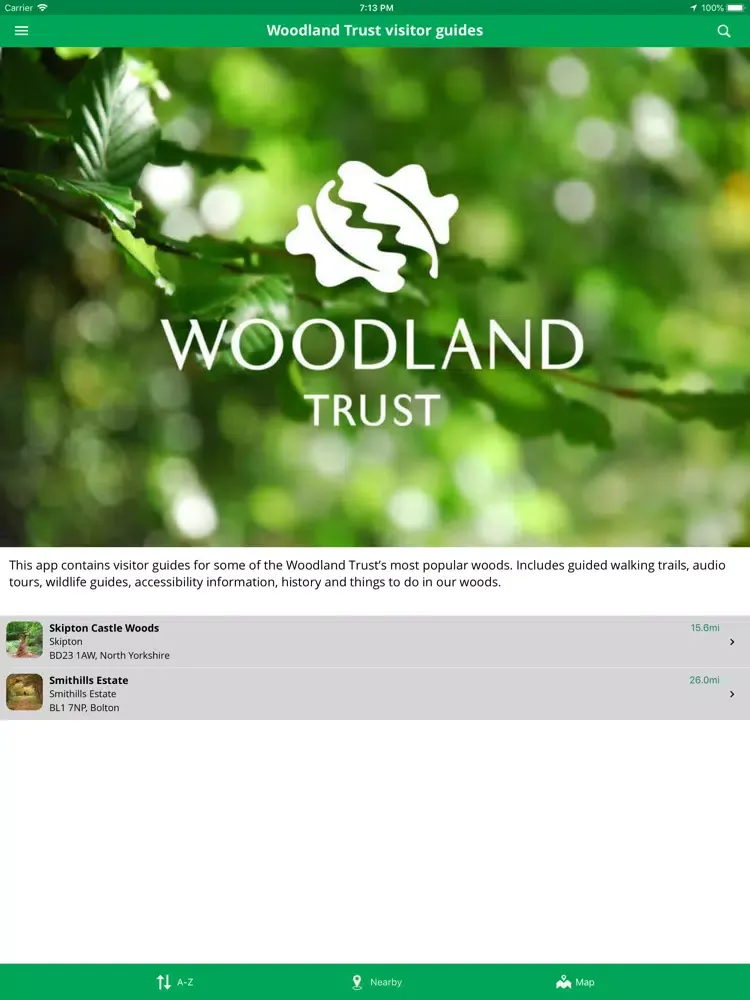 Woodland Trust visitor guides iPad  Screenshots