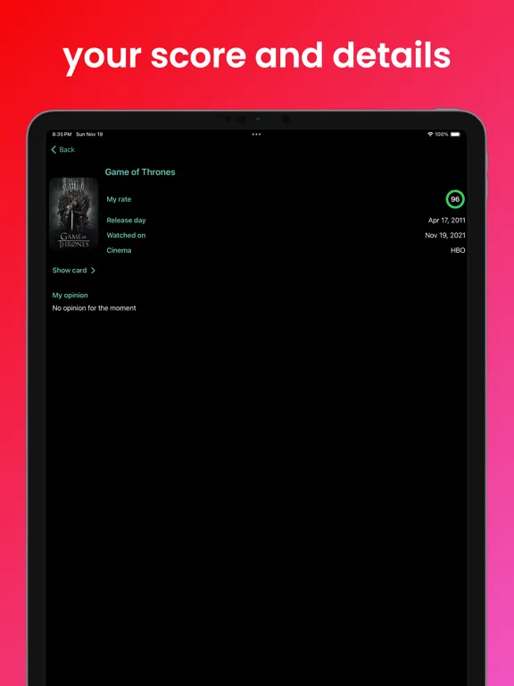 ภาพหน้าจอของ Filmterest iPad 