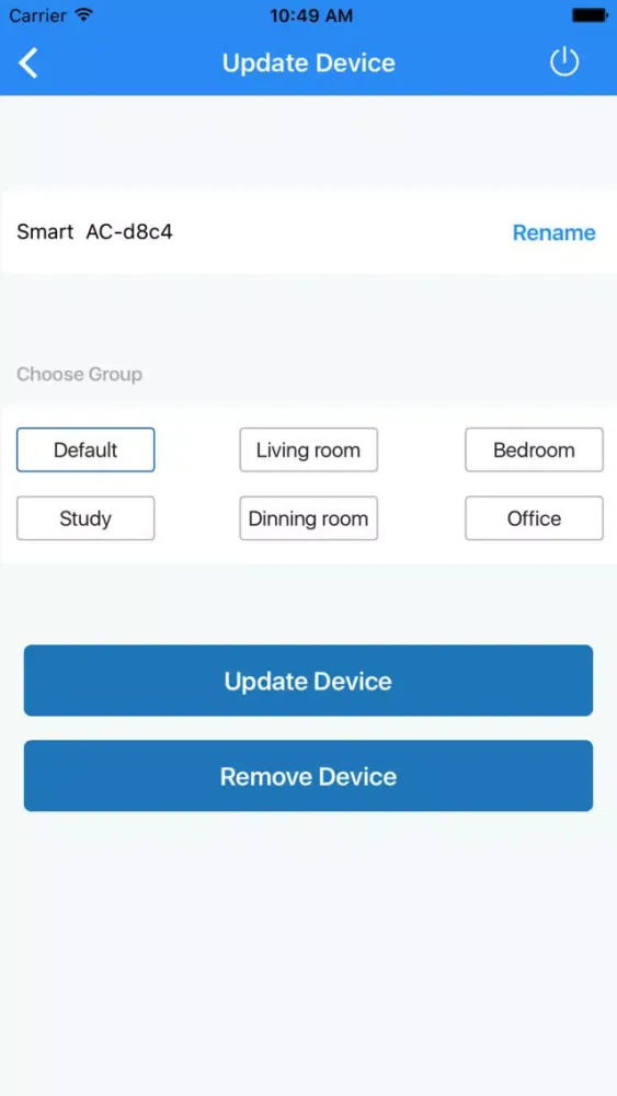 Tangkapan layar Lloyd Smart AC Remote Control