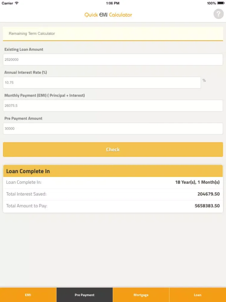 Zrzuty ekranu Quick EMI Calculator iPad 
