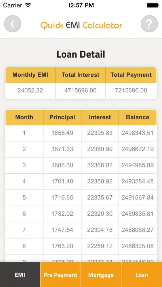 Zrzuty ekranu Quick EMI Calculator