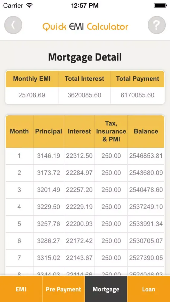 Zrzuty ekranu Quick EMI Calculator