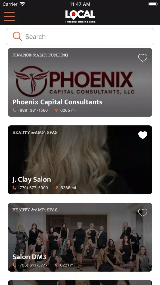 Capturas de tela do Local Trusted Businesses