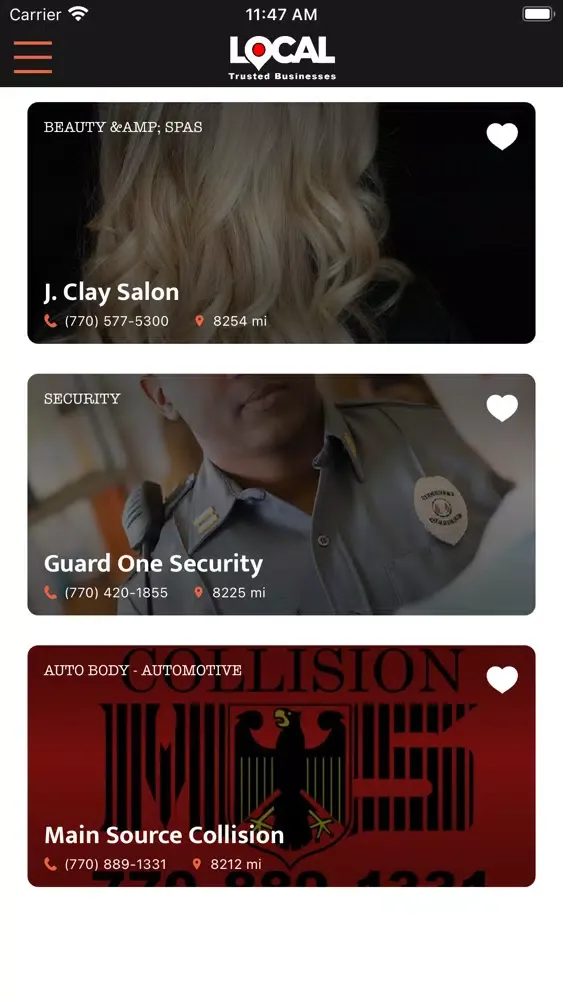 Capturas de tela do Local Trusted Businesses