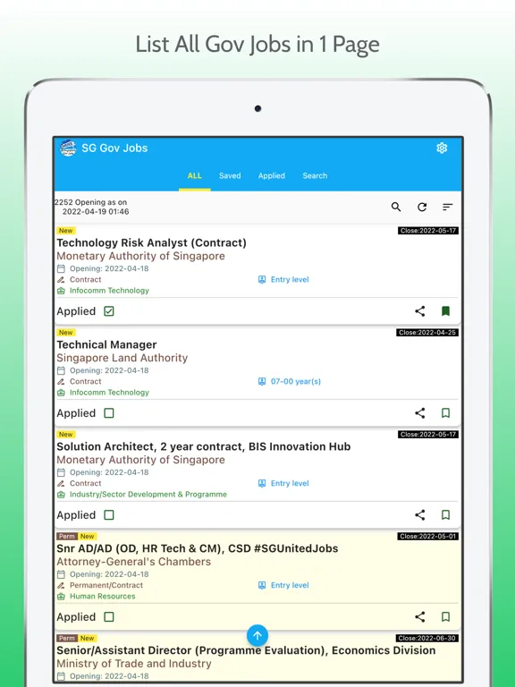 Singapore Gov Job iPad  Screenshots