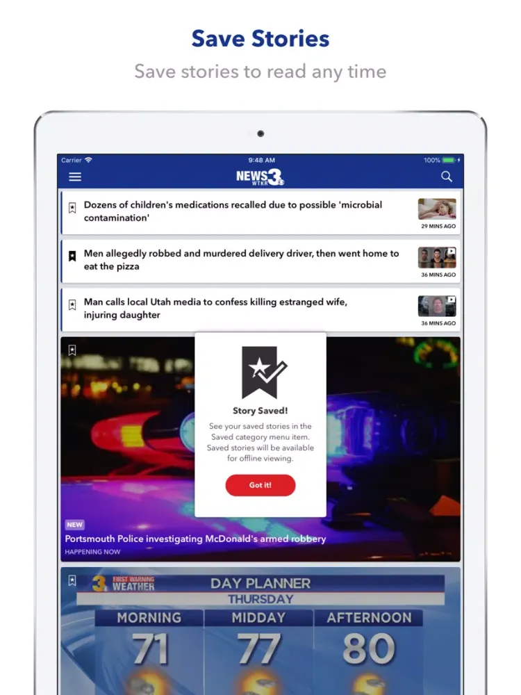 Capturas de pantalla de WTKR News 3 iPad 
