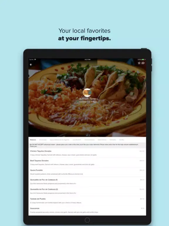 Tangkapan layar SBMenus iPad 