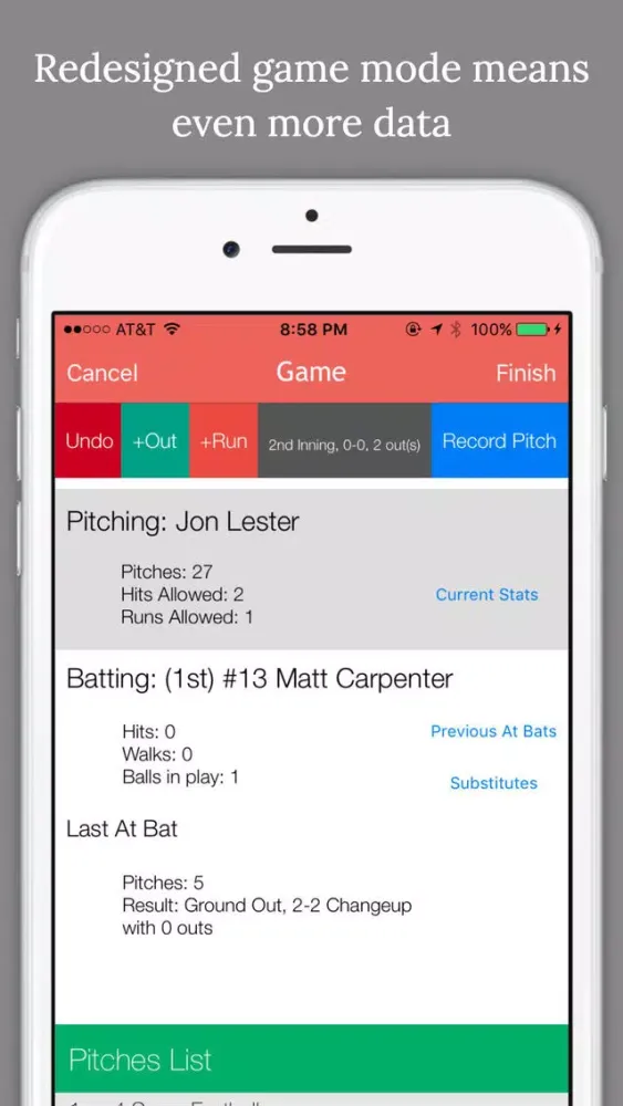 Pitch Cast - Baseball/Softball Pitch Tracker سکرین شاٹس