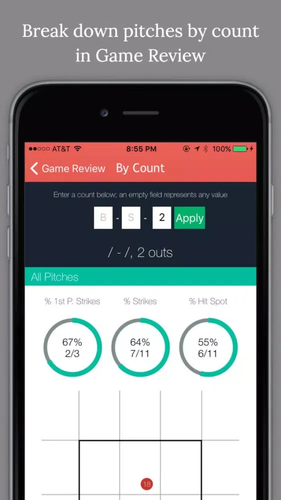 Pitch Cast - Baseball/Softball Pitch Tracker سکرین شاٹس
