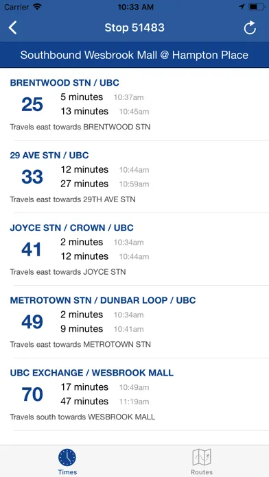 Vancouver Transit (Live Times) Screenshots