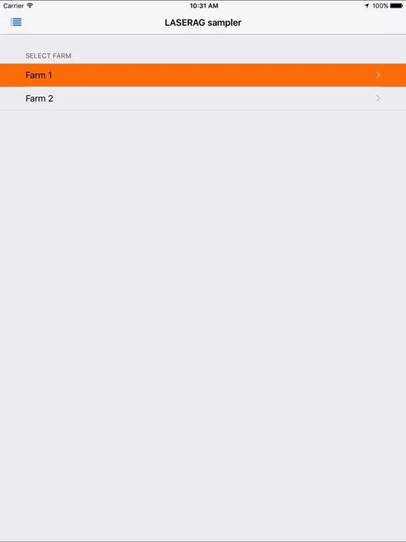 Tangkapan layar LASERAG Sampler iPad 
