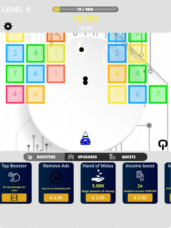 Tangkapan layar Idle Balls multitasking punch iPad 