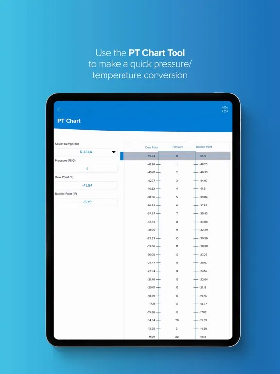 Capturas de tela do Refrigeration Toolkit iPad 