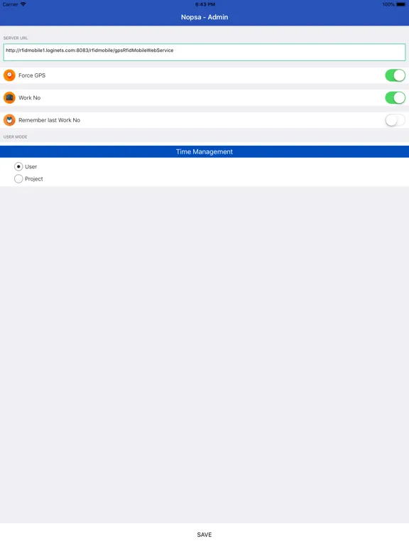Nopsa Time Tracking System iPad  স্ক্রিনশট