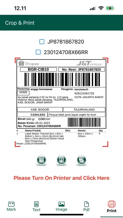 ภาพหน้าจอของ PrinterL: TSC, TSPL, CPCL, ESC