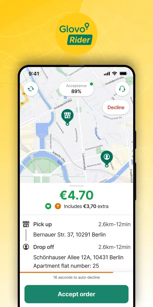 ภาพหน้าจอของ Glovo Rider