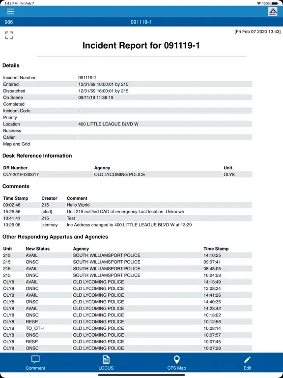 AppTrak First Response iPad 應用截圖