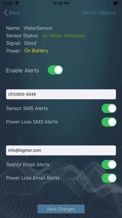 Screenshot di Cellular Water Leak Sensor