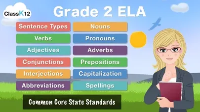 Grade 2 ELA - English Grammar Learning Quiz Game by ClassK12 [Lite] Screenshots