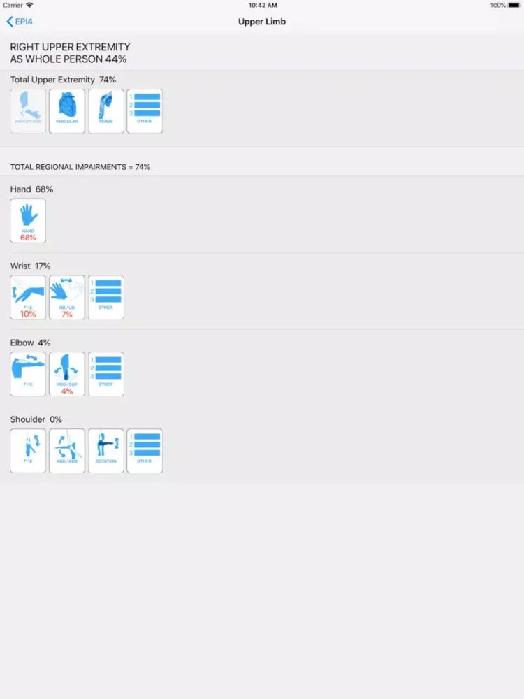 Impairment Calculator 4th ed. iPad  Screenshots