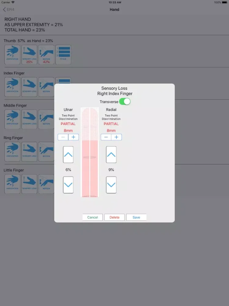 Impairment Calculator 4th ed. iPad  Screenshots