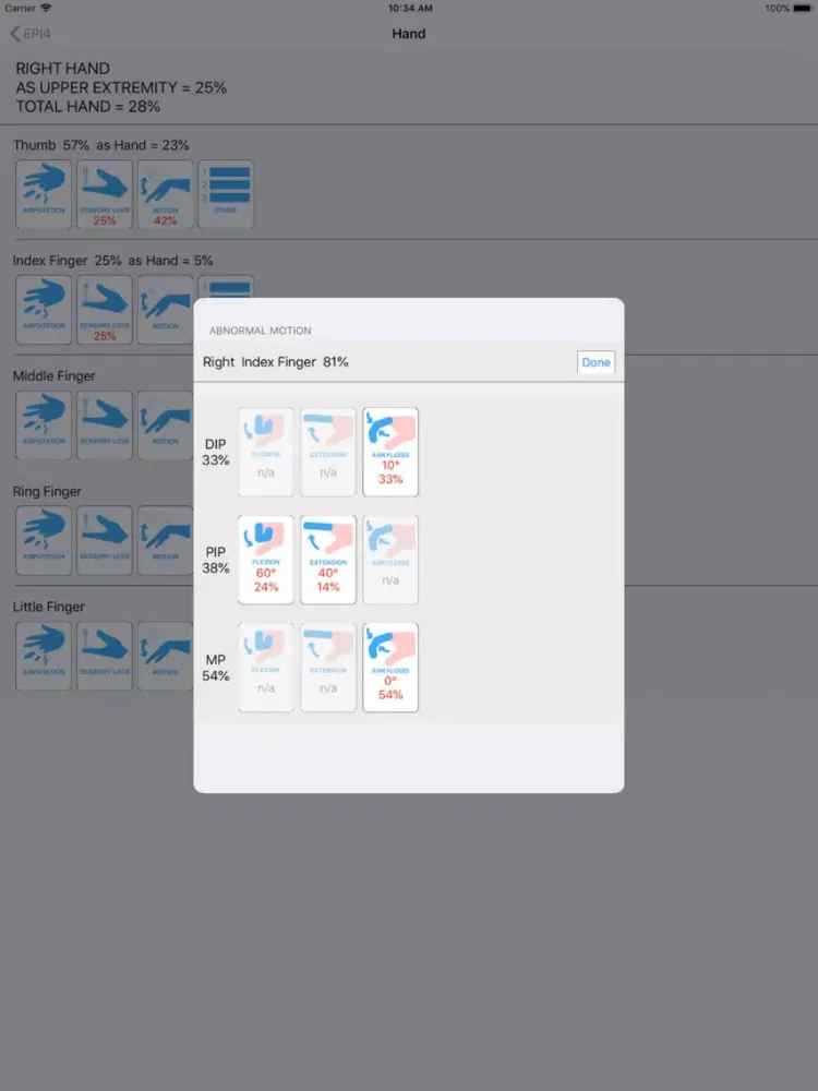 Impairment Calculator 4th ed. iPad  Screenshots