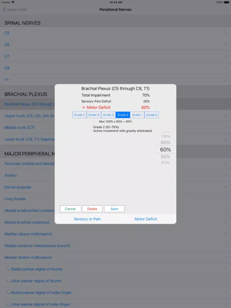 Impairment Calculator 4th ed. iPad  Screenshots