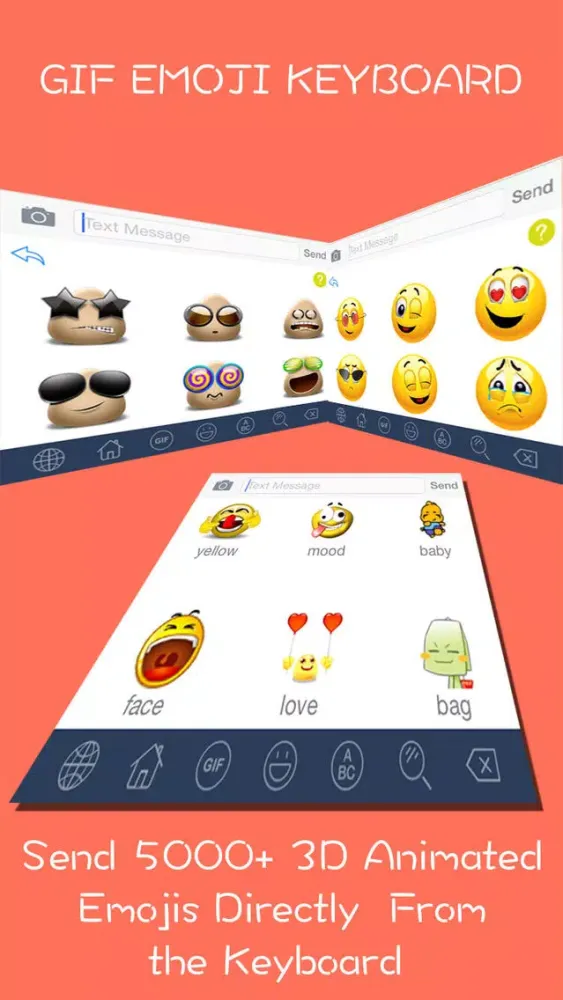 GIF Emoji Keyboard PRO - New 5000 + Animated 3D Emoticons Keyboard for iOS 8 & iOS 7 Ekran Görüntüleri