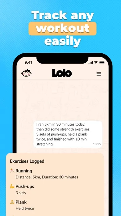 Fitness & Workout AI Log: Lolo Screenshots