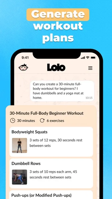 Fitness & Workout AI Log: Lolo Screenshots