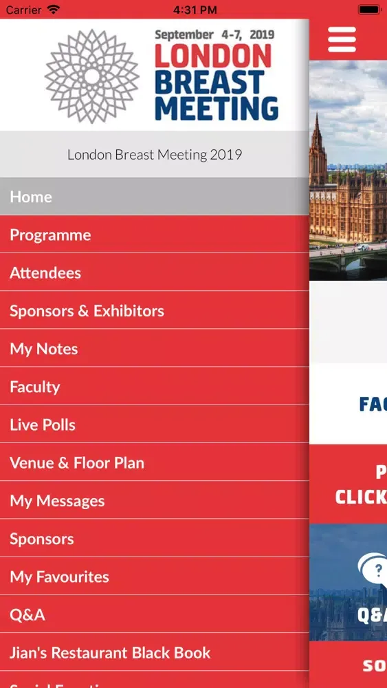 Captures d'écran de London Breast Meeting 2019