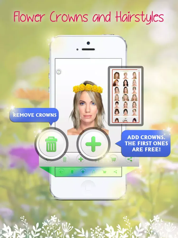 Flower Crowns and Hairstyles: Try on a New Look iPad 应用截图