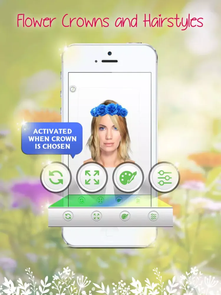 Flower Crowns and Hairstyles: Try on a New Look iPad 应用截图